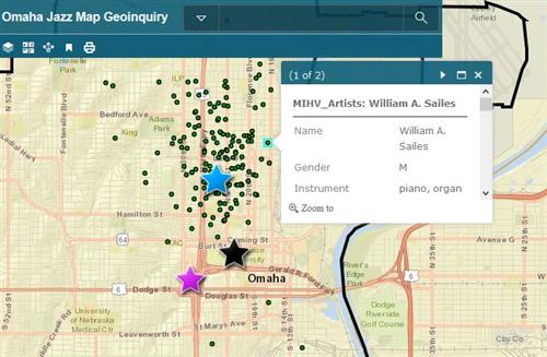 Screenshot of Omaha Jazz Map Geoinquiry